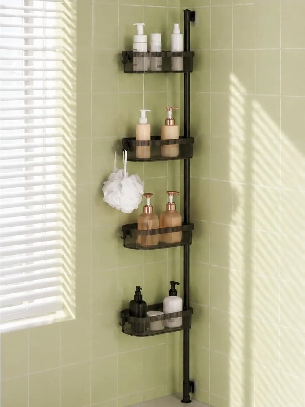 Corner Tension Shower Caddy - Black
